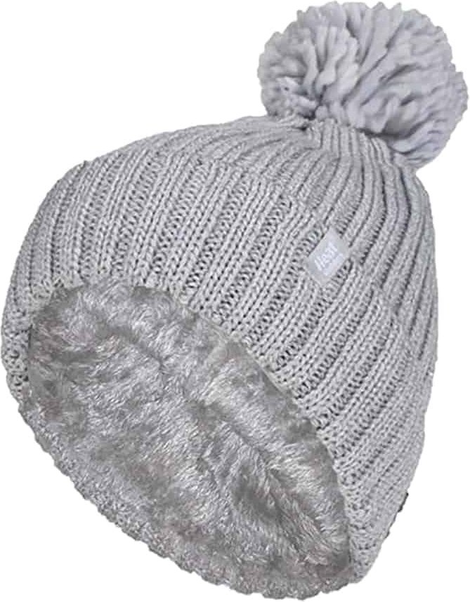 Ladies Ribbed Cuffed Thermal isoliert Winter Pom Pom Bommelmütze