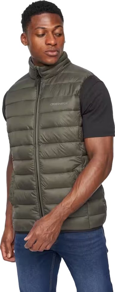 Crosshatch - "Gattering" Weste für Herren, Gesteppt (Oliv Tarnmuster)
