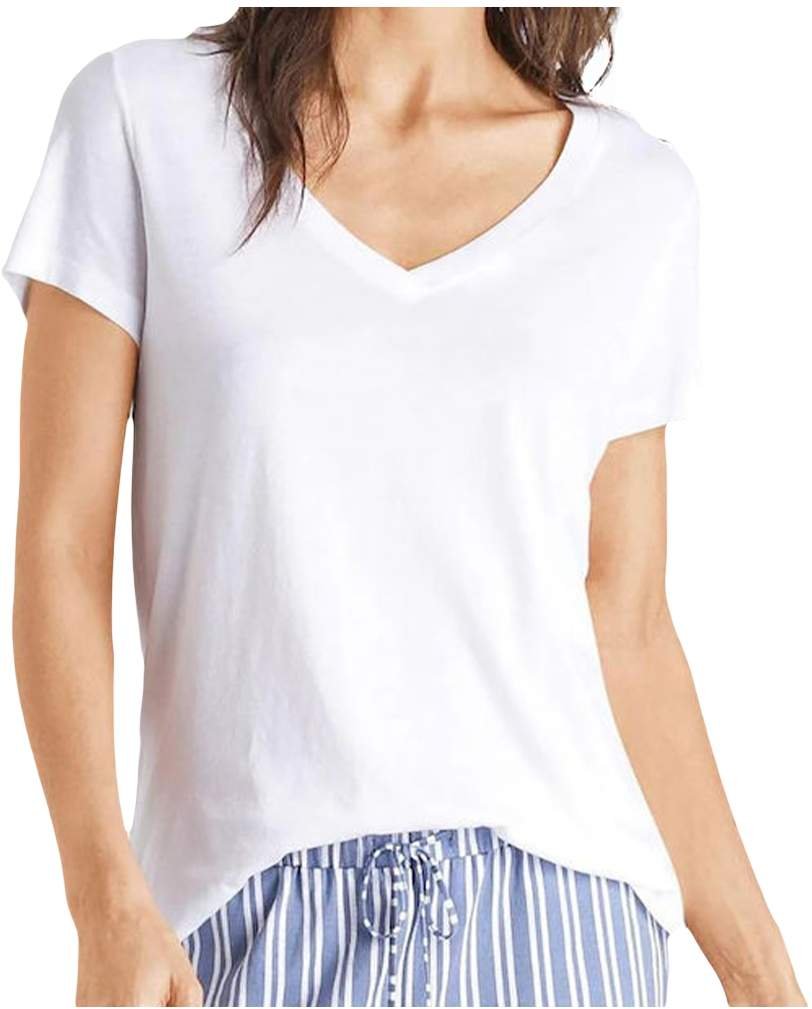 T-Shirt Superdry Damen Logo gestickt V-Ausschnitt