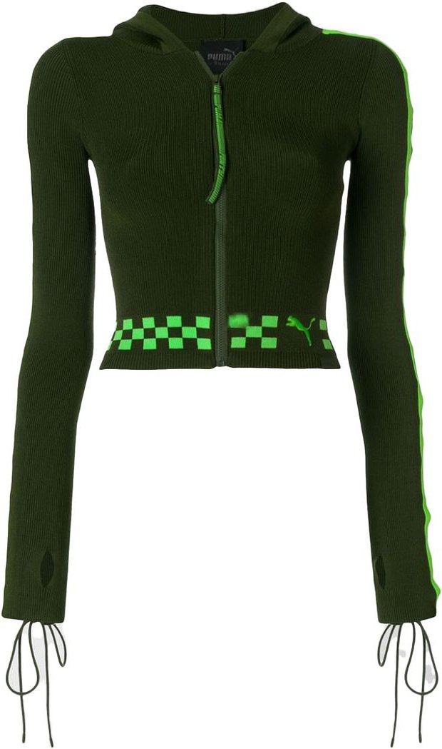 Puma x Rihanna Fenty Zip Up Green Womens Schnürhülle Pullover 577245 02