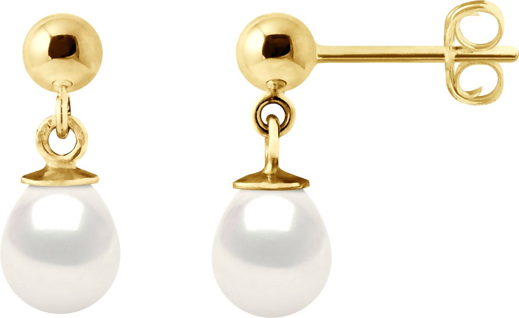 DIADEMA - Ohrringe - Gelbgold und echte Süßwasserperlen