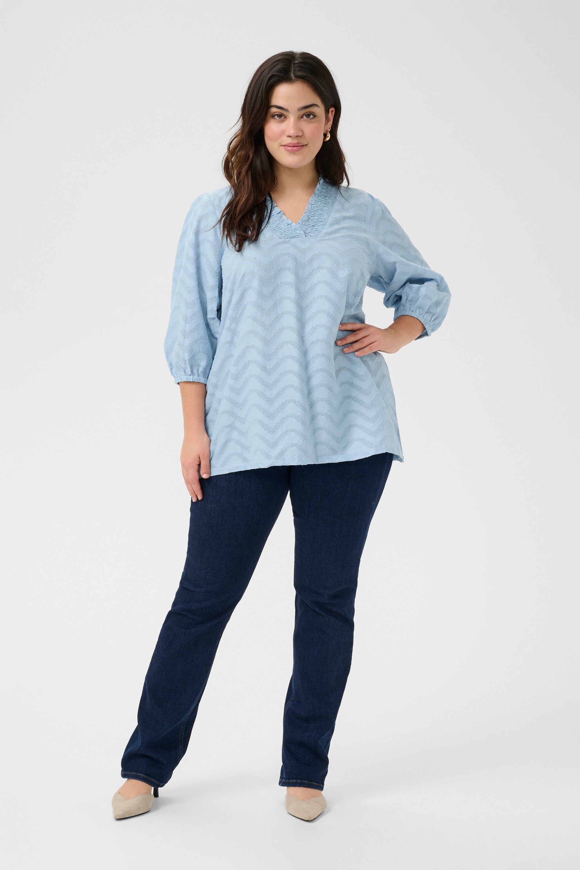 Langarm-Bluse Regular fit Soft Chambray blue
