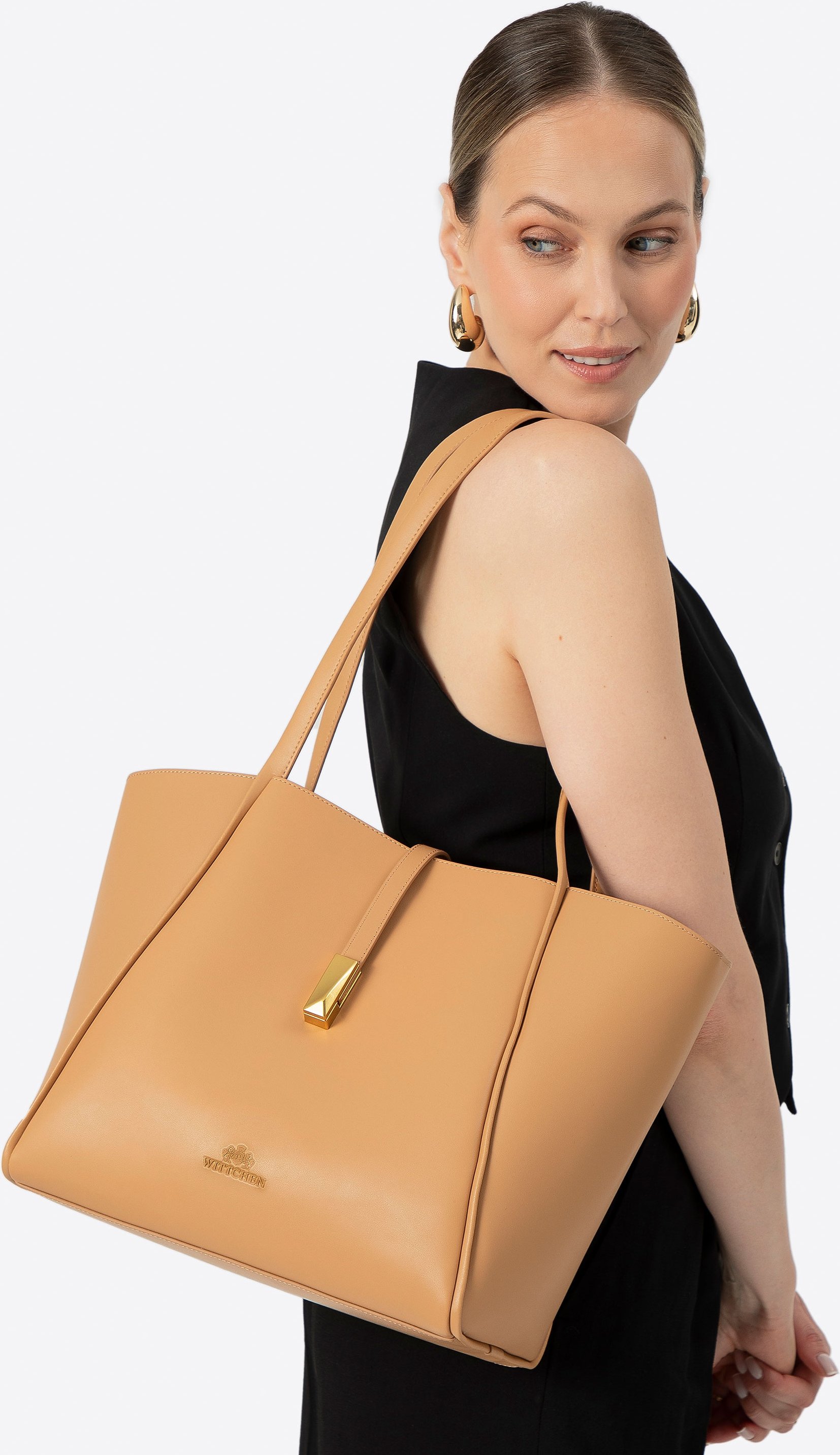 Wittchen Damen-Einkaufstasche aus Leder mit herausnehmbarer Innentasche, beige