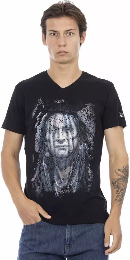 Native American V-Ausschnitt T-Shirt im lässigen Stil