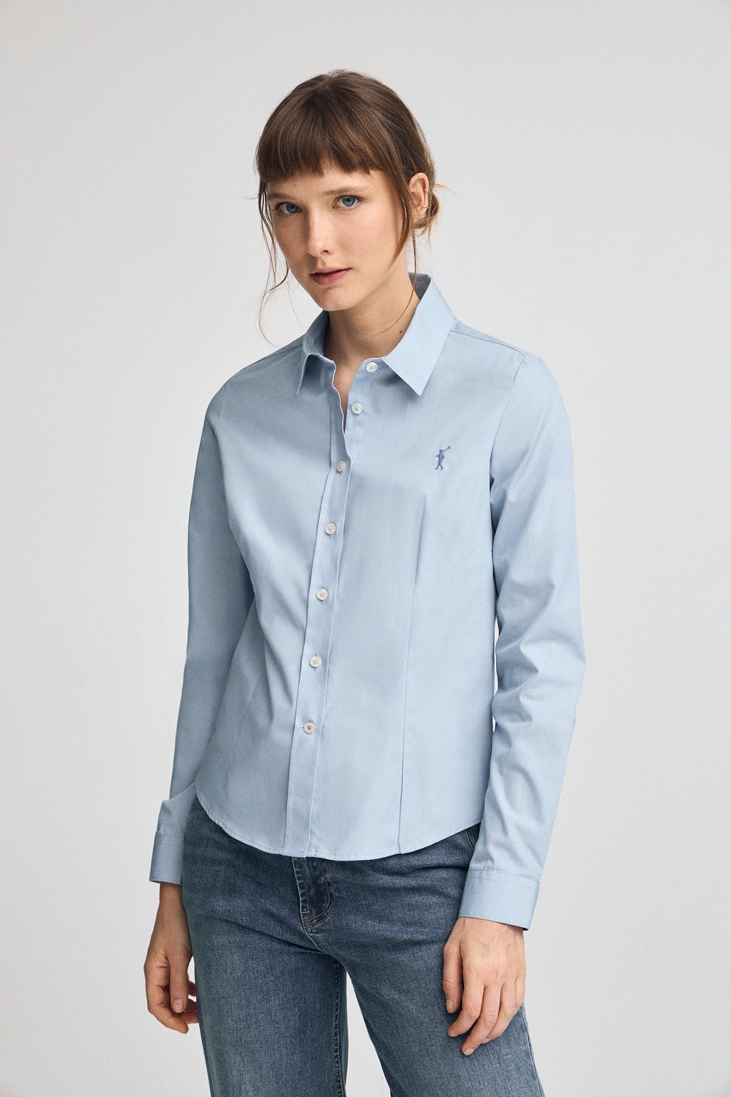 Hemd hellblau im Slim Fit mit Rigby Go-Logo