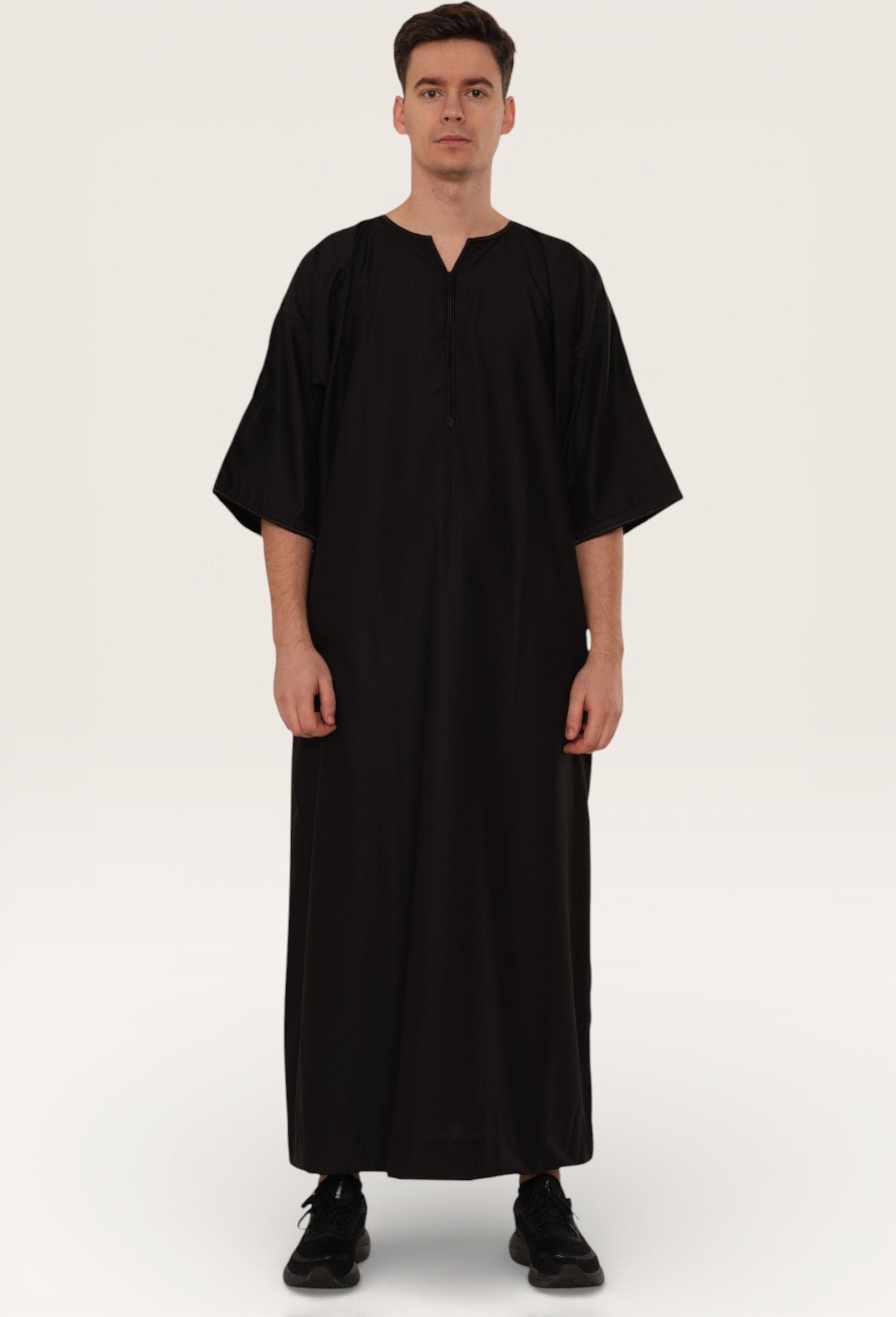 Herren Ramadan Schwarze marokkanische Gandoura Thobe Robe Djellaba Eid Jubba- TT-006