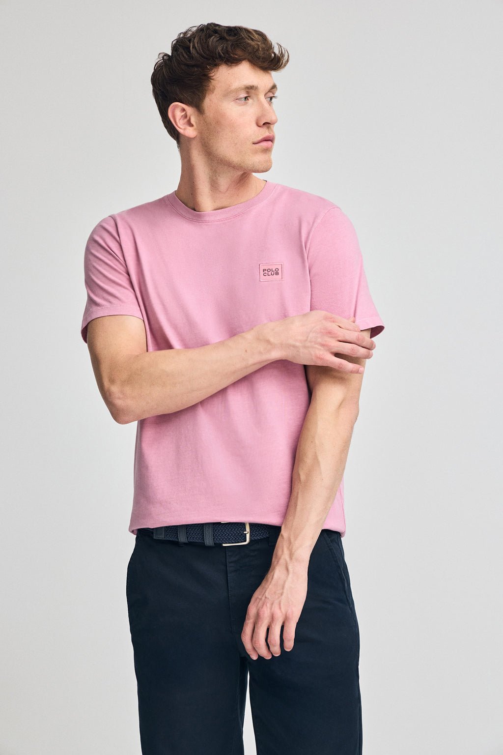 T-Shirt puderrosa Garment Dye mit Polo Club-Logo