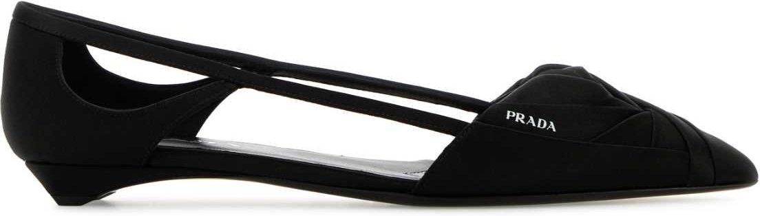 Schwarze Satin-Ballerinas