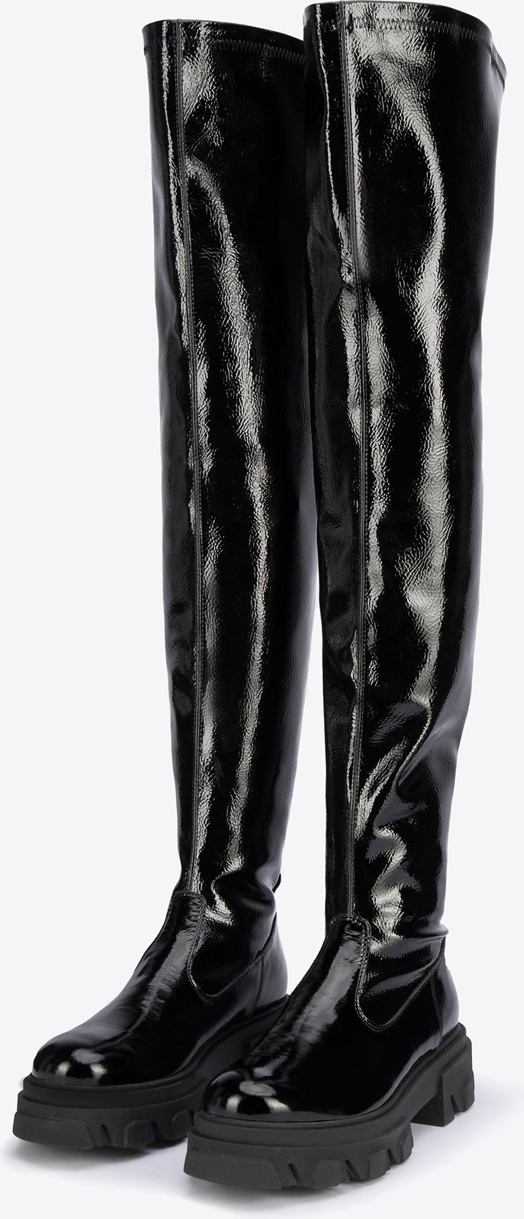 Wittchen Damen-Lackleder-Stiefel, hoch, schwarz