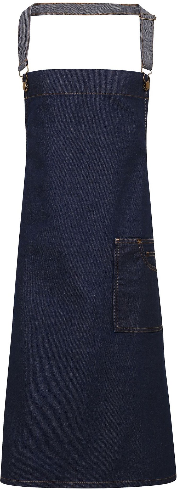 Thumbnail - Premier Unisex Erwachsene Bezirk gewachst Look Denim Lätzchen Schürze (Indigo Denim)