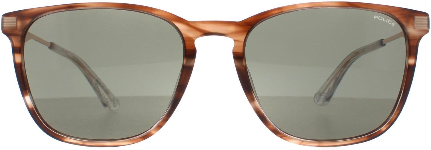 Police Square Herren Glänzend Gestreift Braun Grün SPLD47 Code 4