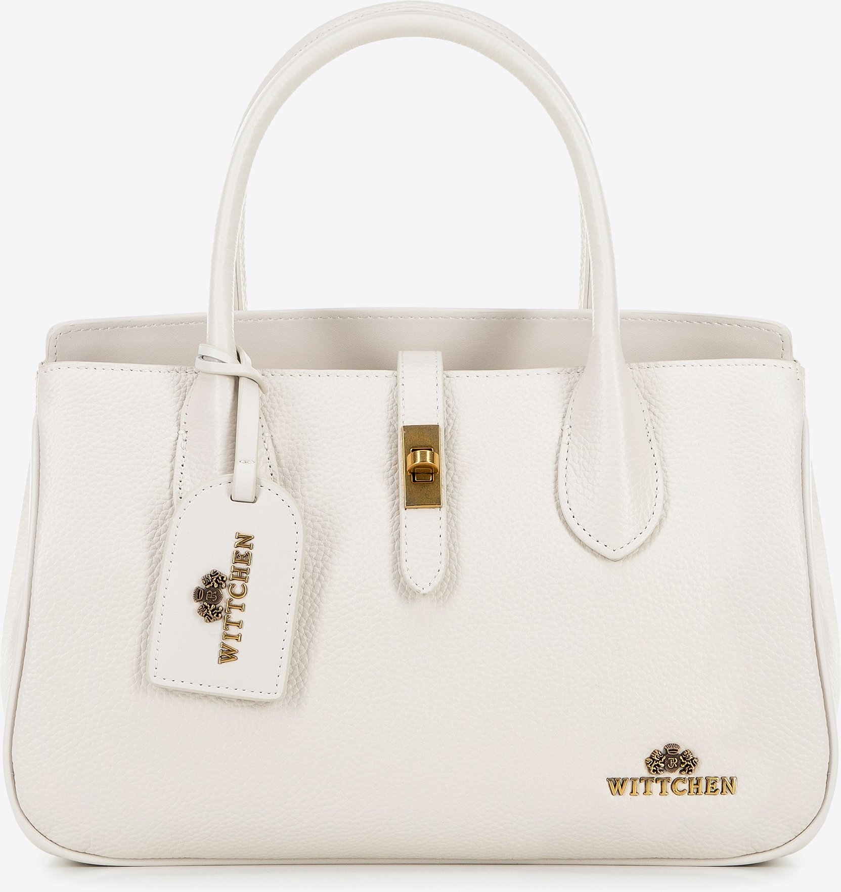 Wittchen Damen-Echtlederkoffer mit Quaste und Schnalle, Creme, Echtleder