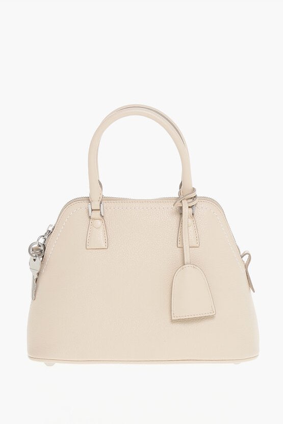 MM11 5AC-Tasche aus strukturiertem Leder mit Canvas-Detail in Beige