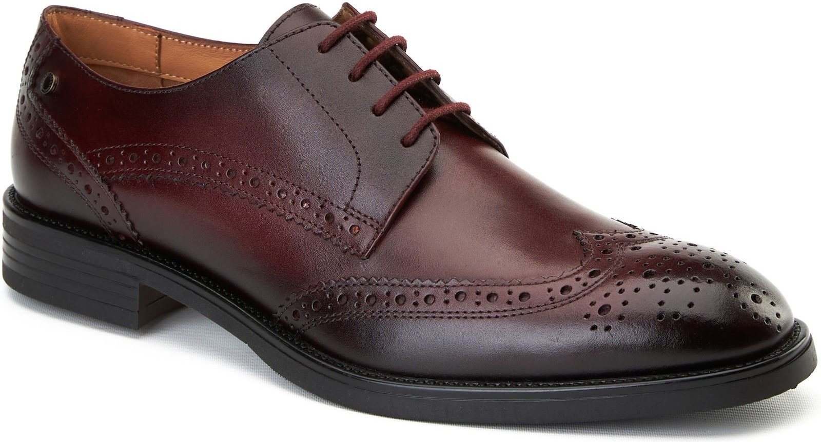 Base London Herren Bordeau Leder Schnürschuhe
