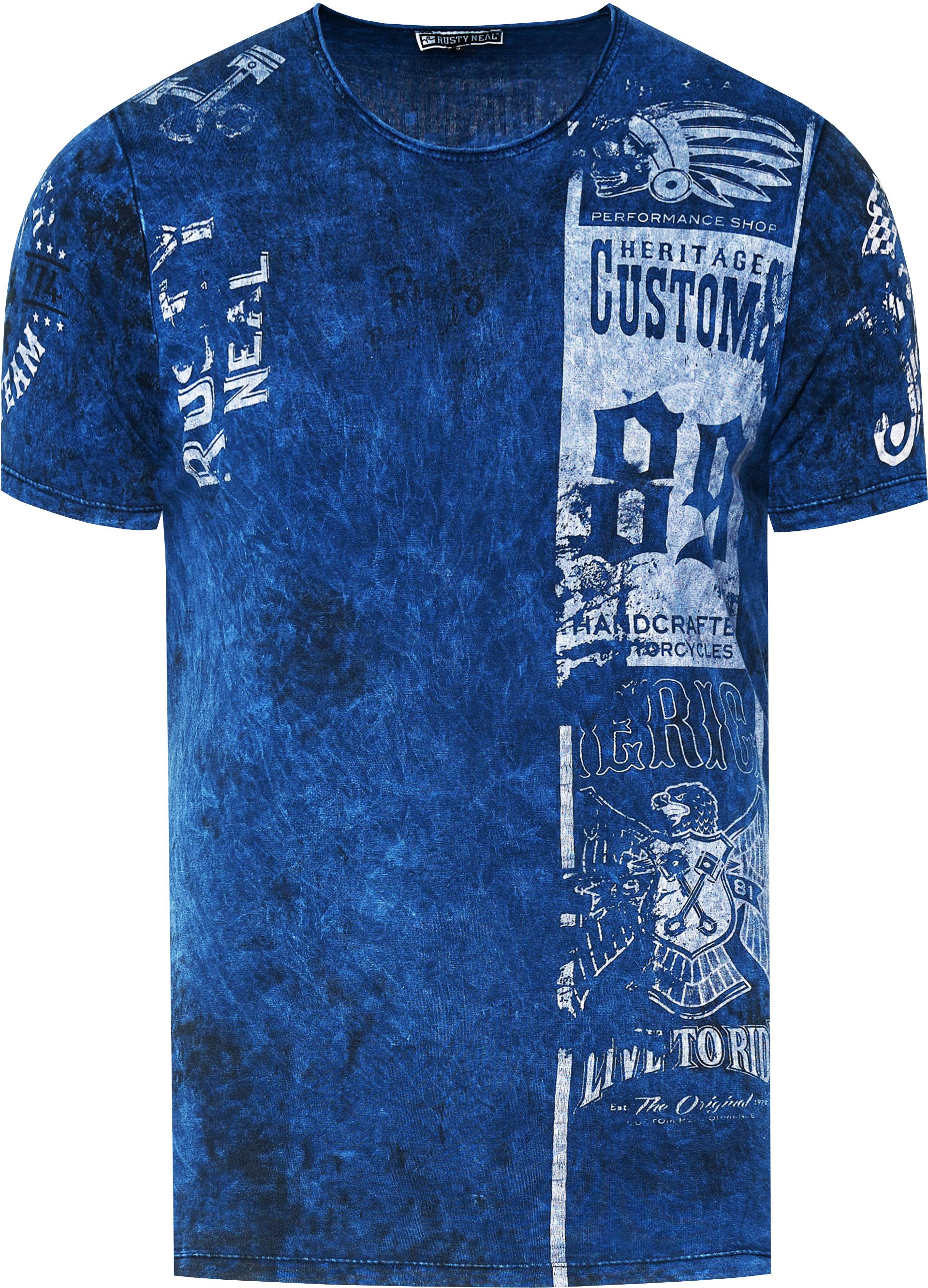 Thumbnail - Washed Biker T-Shirt mit Front & Back Prints