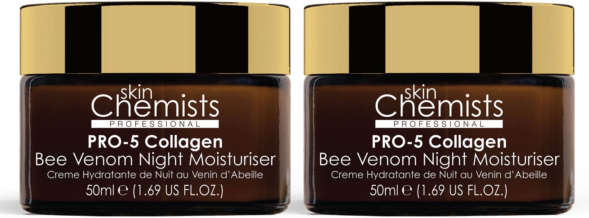 skinChemists Pro-5 Kollagen Bienengift Nachtfeuchtigkeitsspender 50 ml x 2 Doppelpack