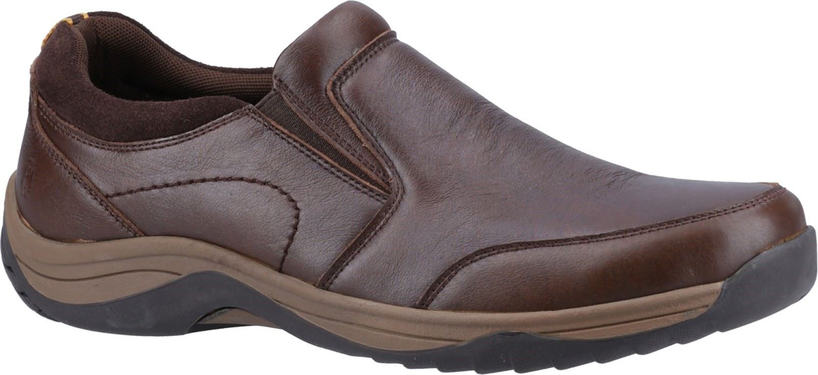 Thumbnail - Hush Puppies Donald Leder Herren Mokkasins Schuhe in Kaffee