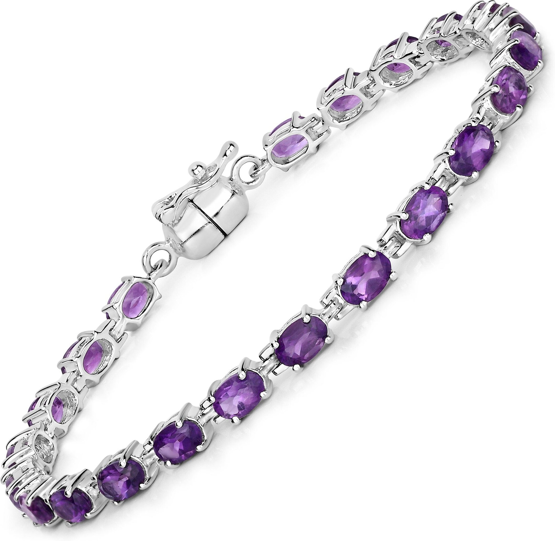 Vira Jewels Armband 925-Sterling Silber rhodiniert Amethyst oval