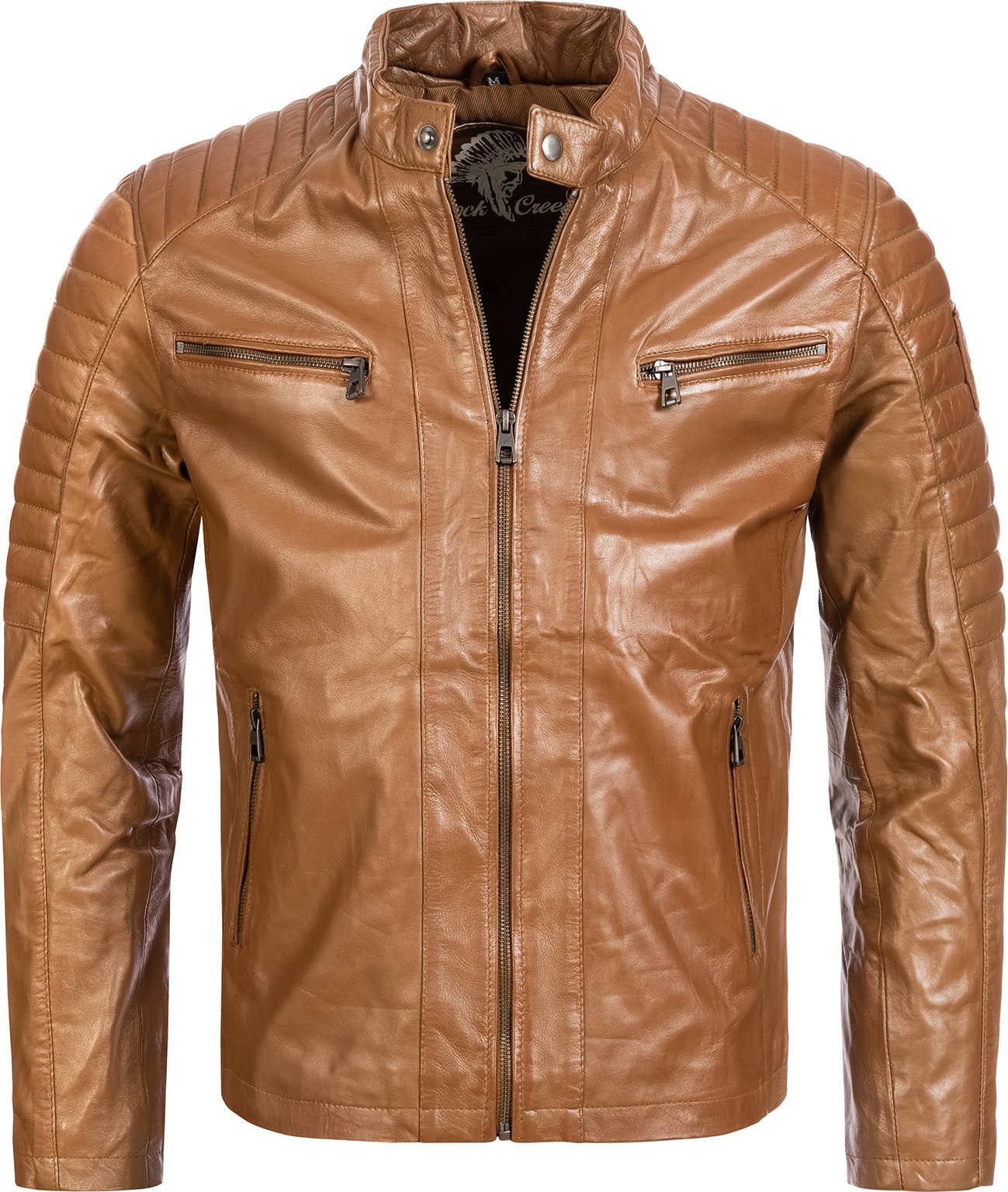 Thumbnail - Rock Creek Lederjacke Hellbraun