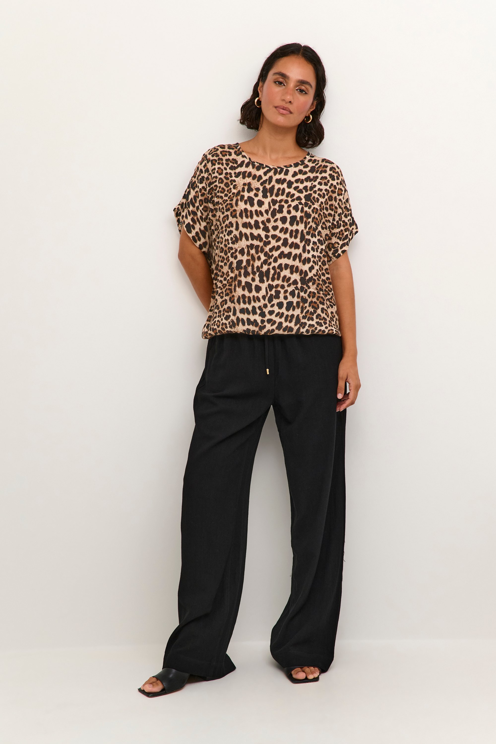 Ärmellose Bluse Loose fit Classic Leopard