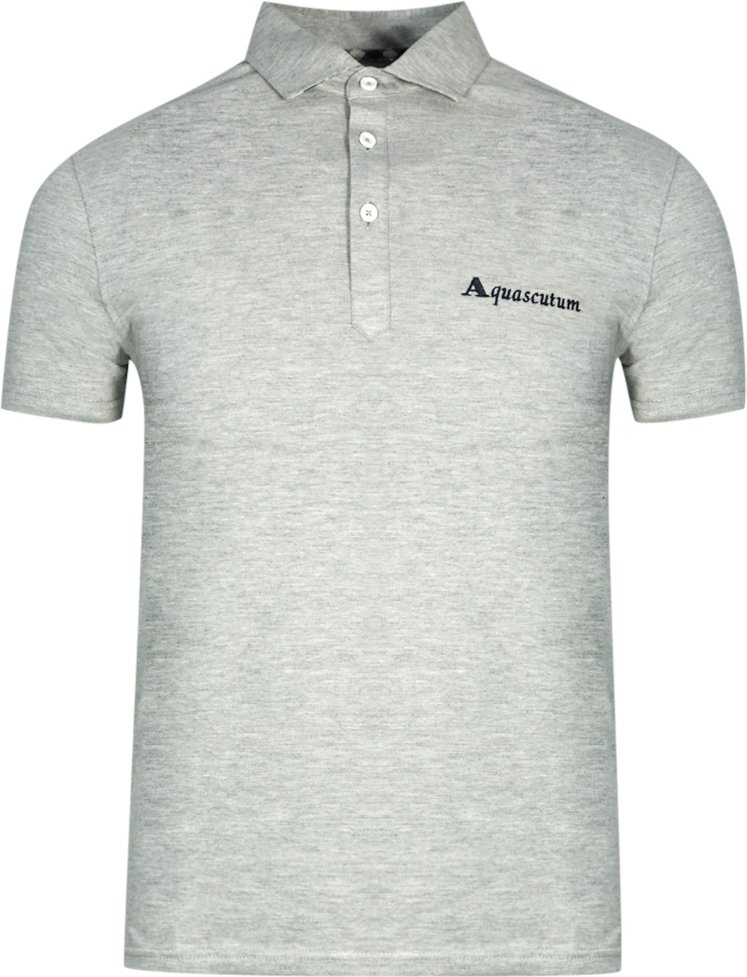 Aquascutum Unterschrift Logo Grau Polohemd