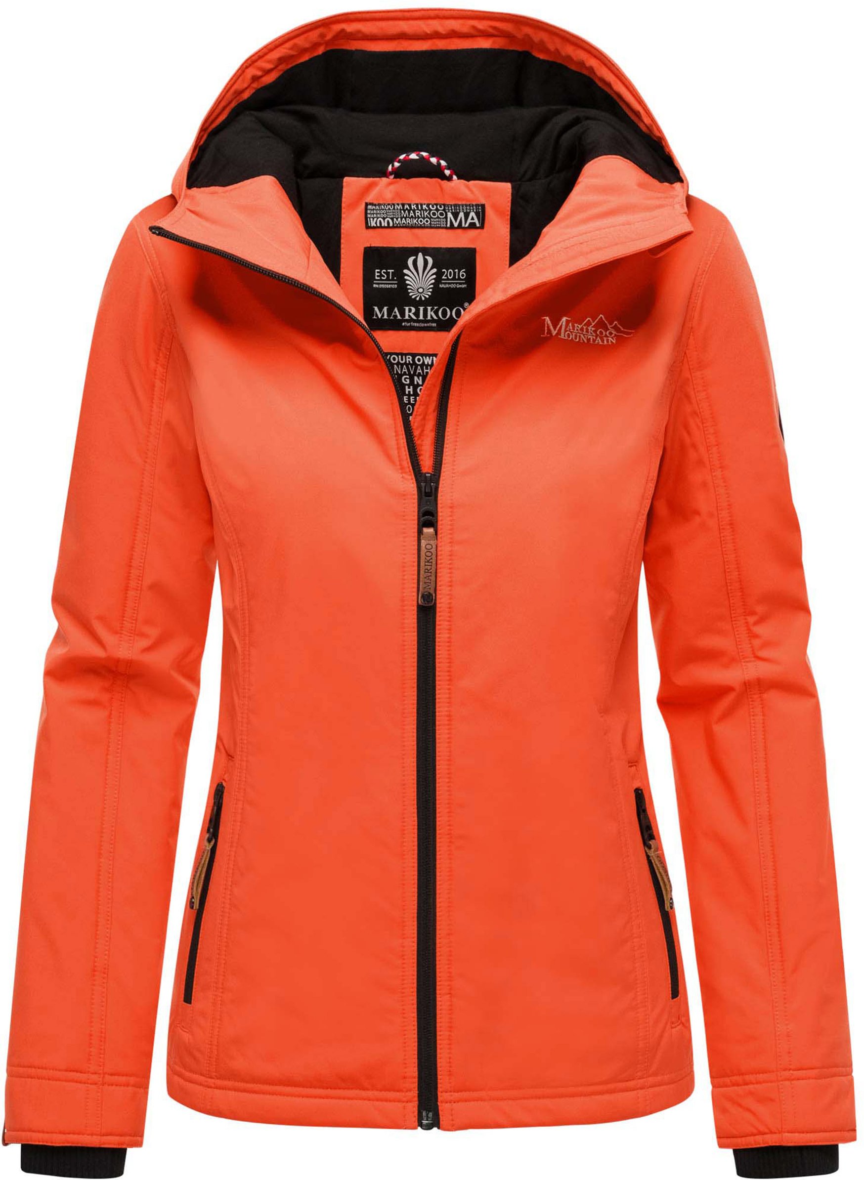 Marikoo Damen Übergangsjacke – Brombeere, leicht mit Kapuze & Kragen