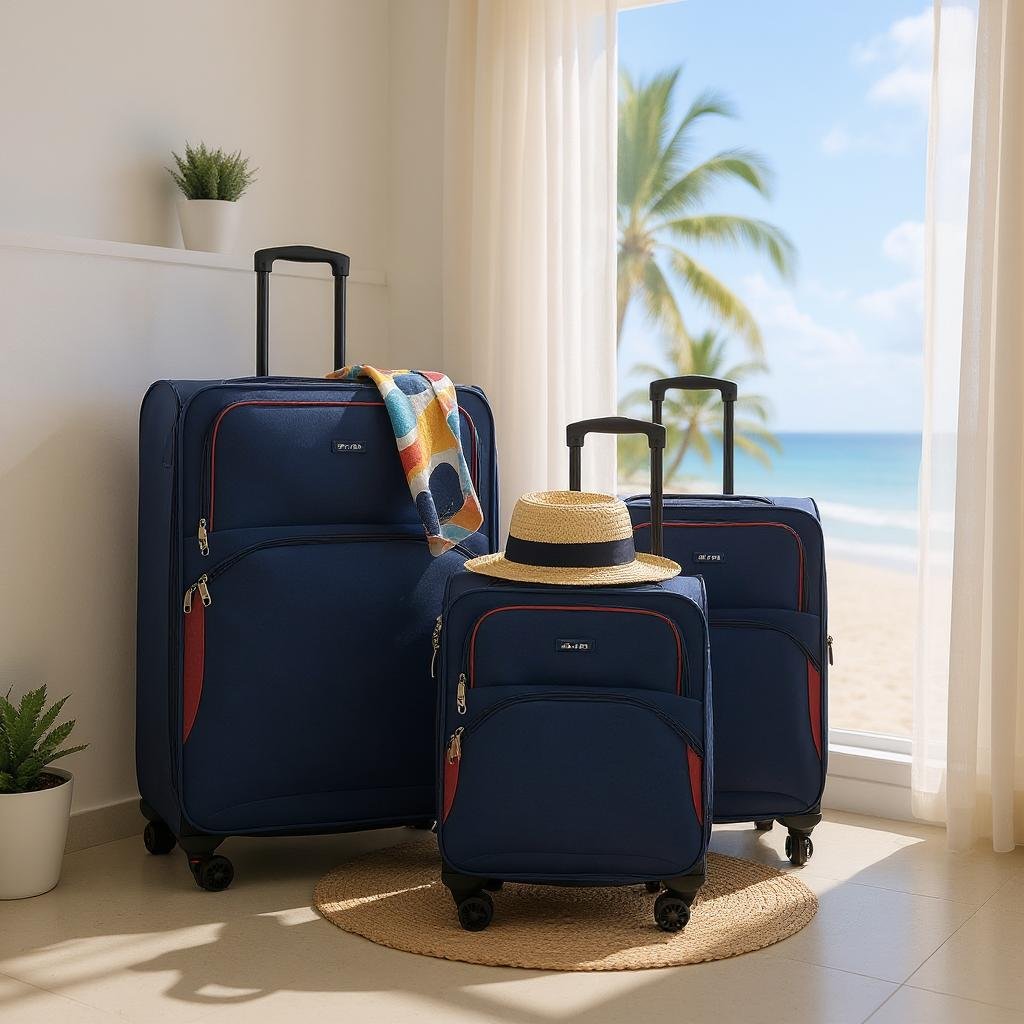 Erweiterbarer weicher, leichter Koffer mit 8 Rädern in Marineblau, Reisetaschen