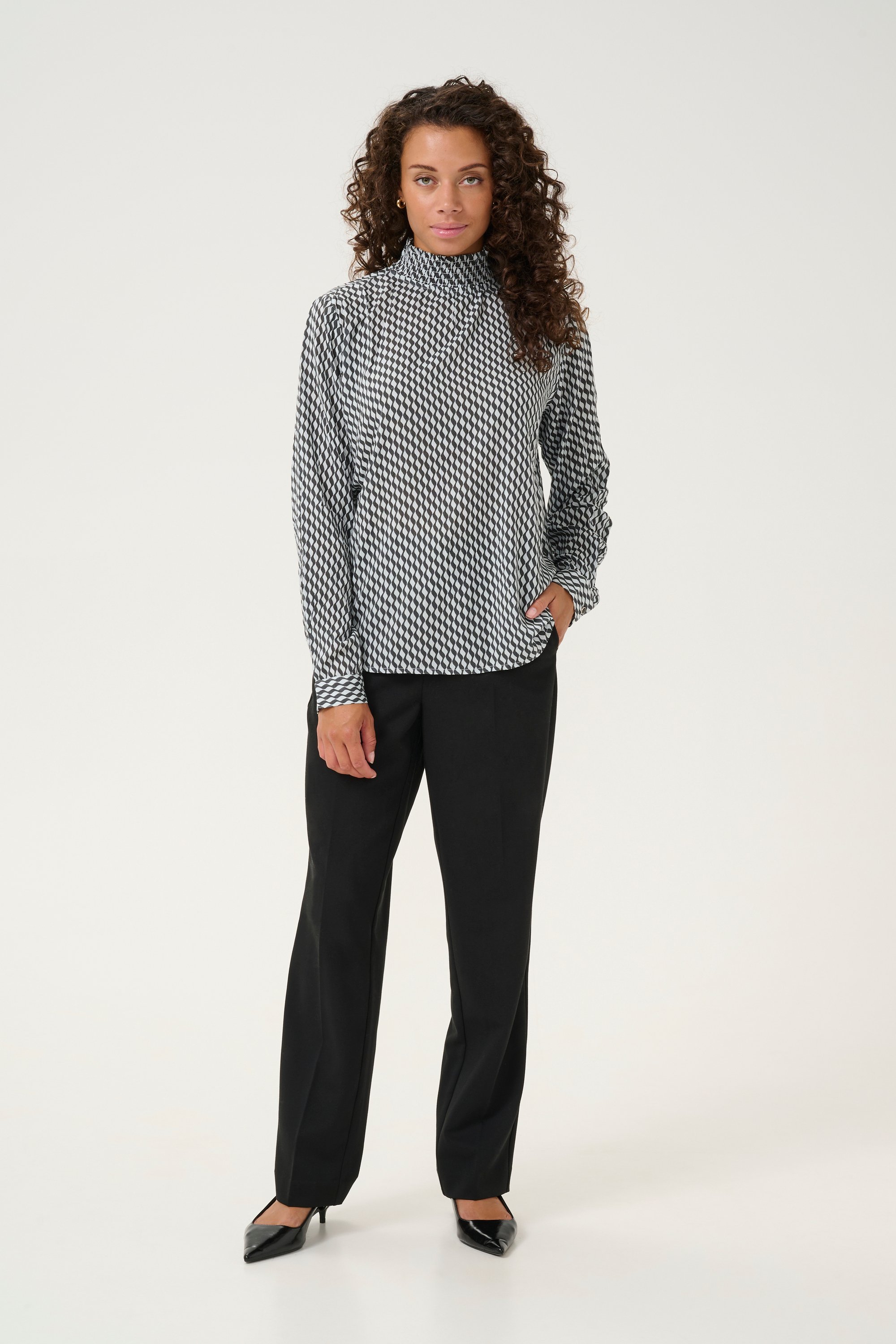 Langarm-Bluse Regular fit Grey_CelestialBlue Wavy Print blue darkgrey