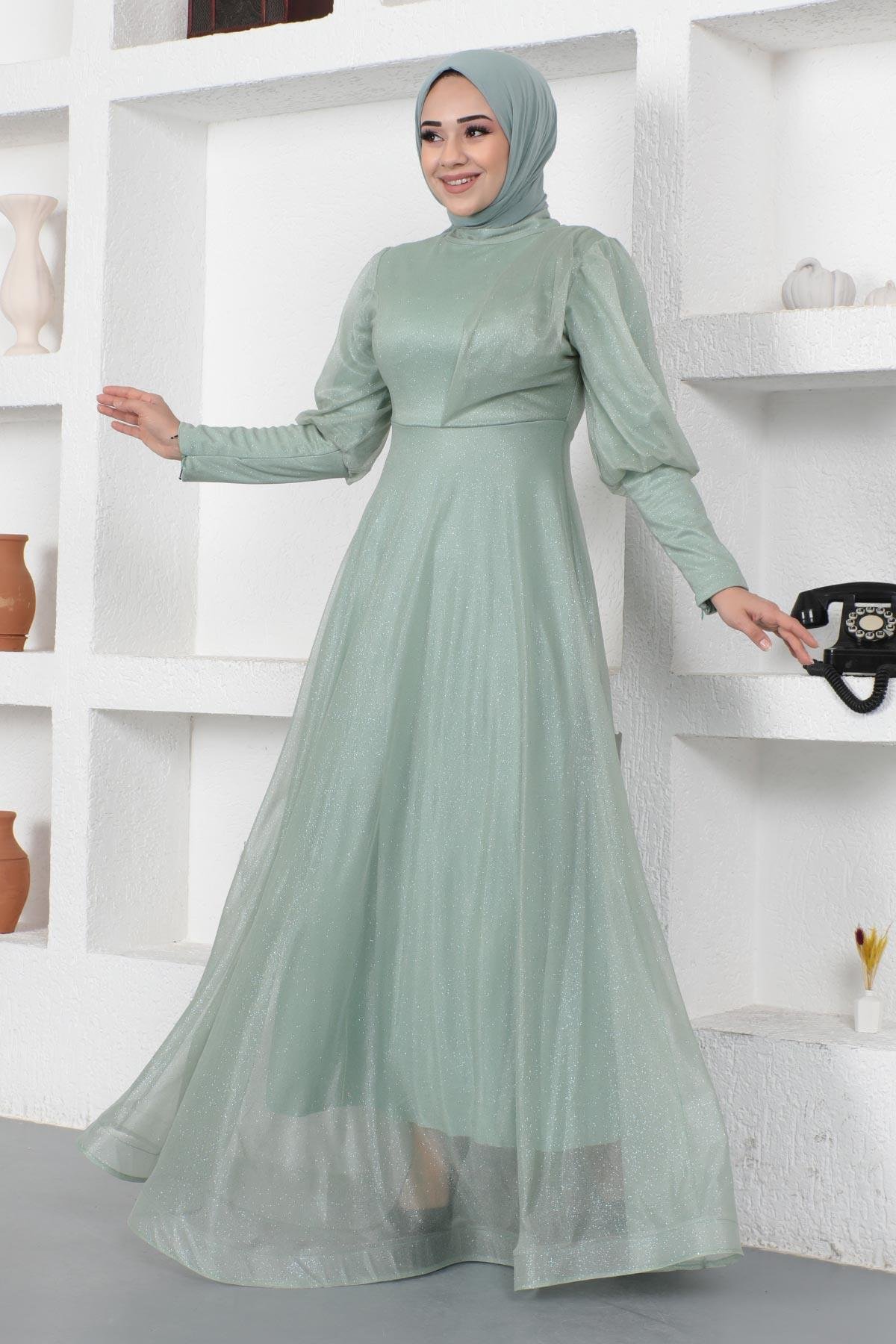 KleidZip Detail Glitzer Abendkleid