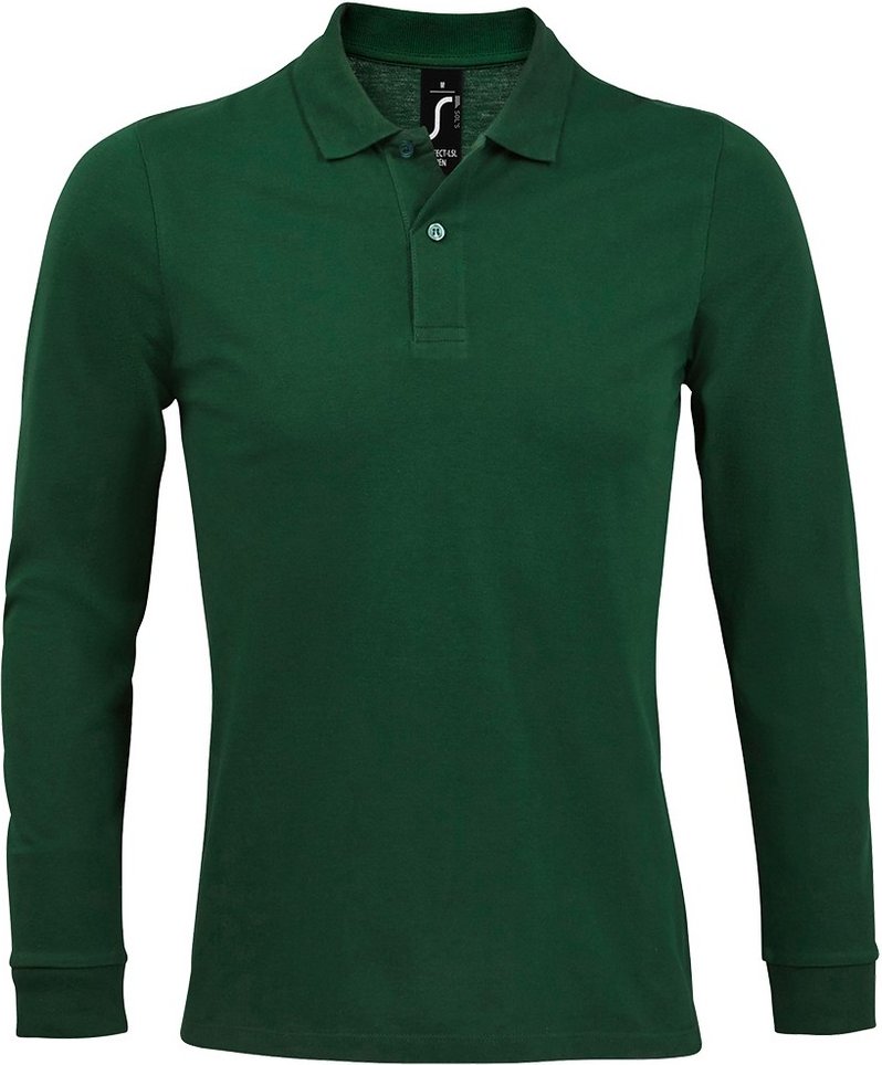 SOLS Mens Perfect Langarm-Piqu-Poloshirt (flaschengrün)