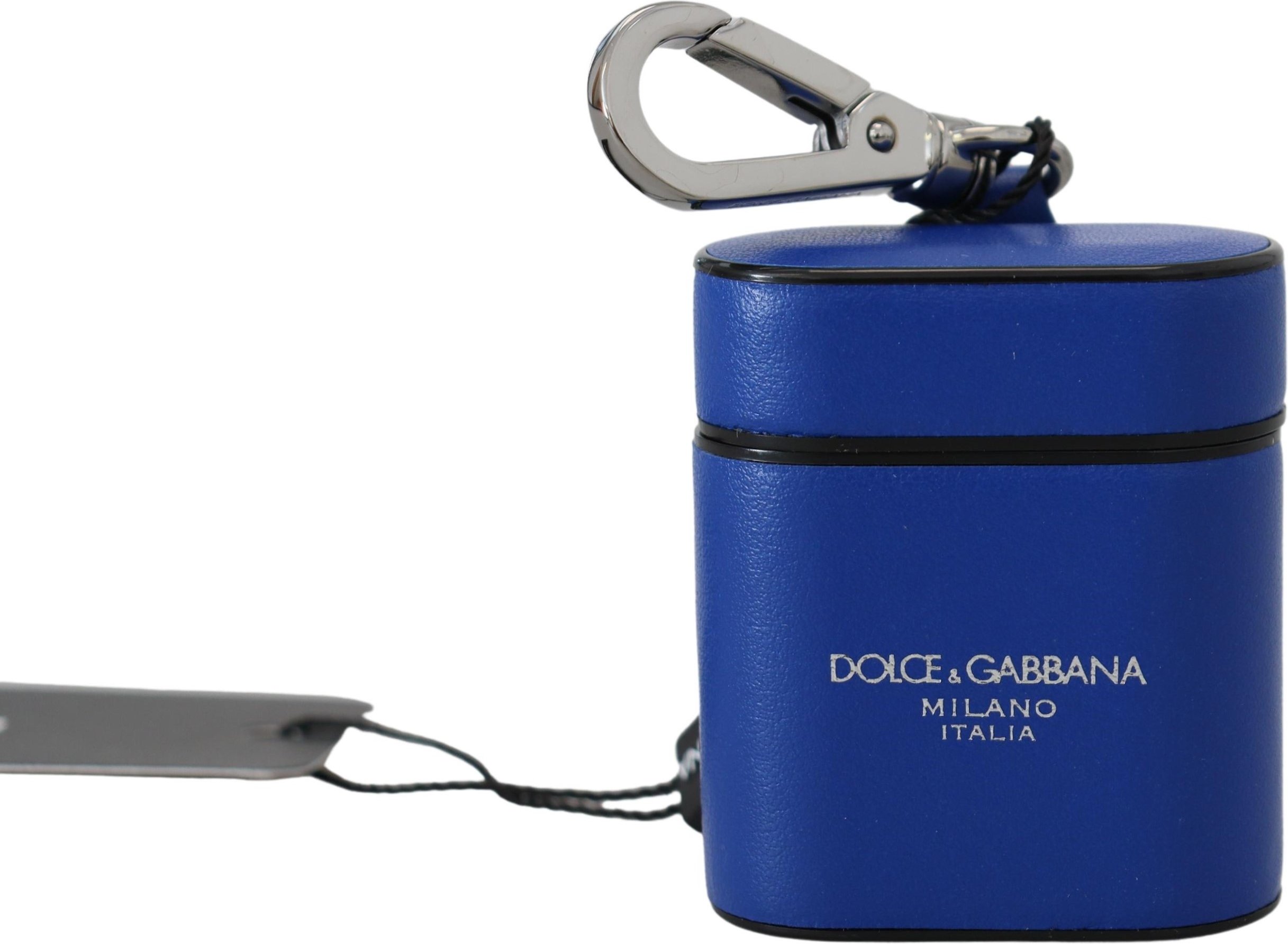 Dolce & Gabbana Elegante Blaue Leder-Airpods-Hülle für Damen