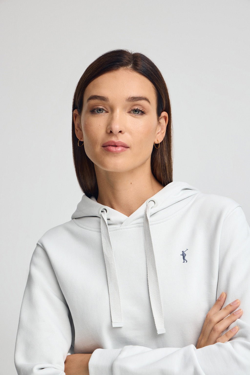 Sweatshirt eisblau mit Kapuze und Rigby Go-Logo