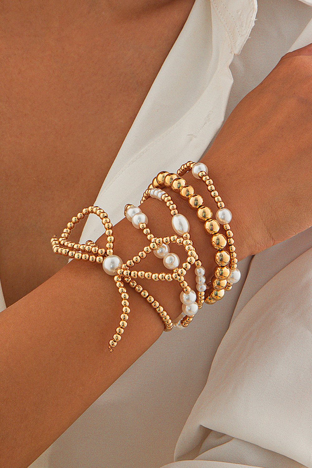 Goldperlen-Perlenarmband-Set
