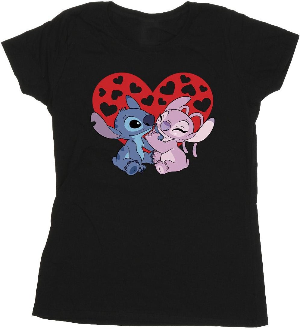 Disney - "Lilo & Stitch Hearts" T-Shirt für Damen (Schwarz)