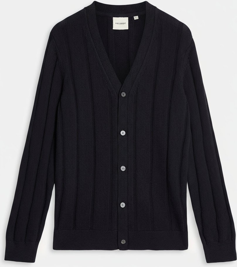 Lyle & Scott Rippstrickjacke aus Wollmischung – Marineblau