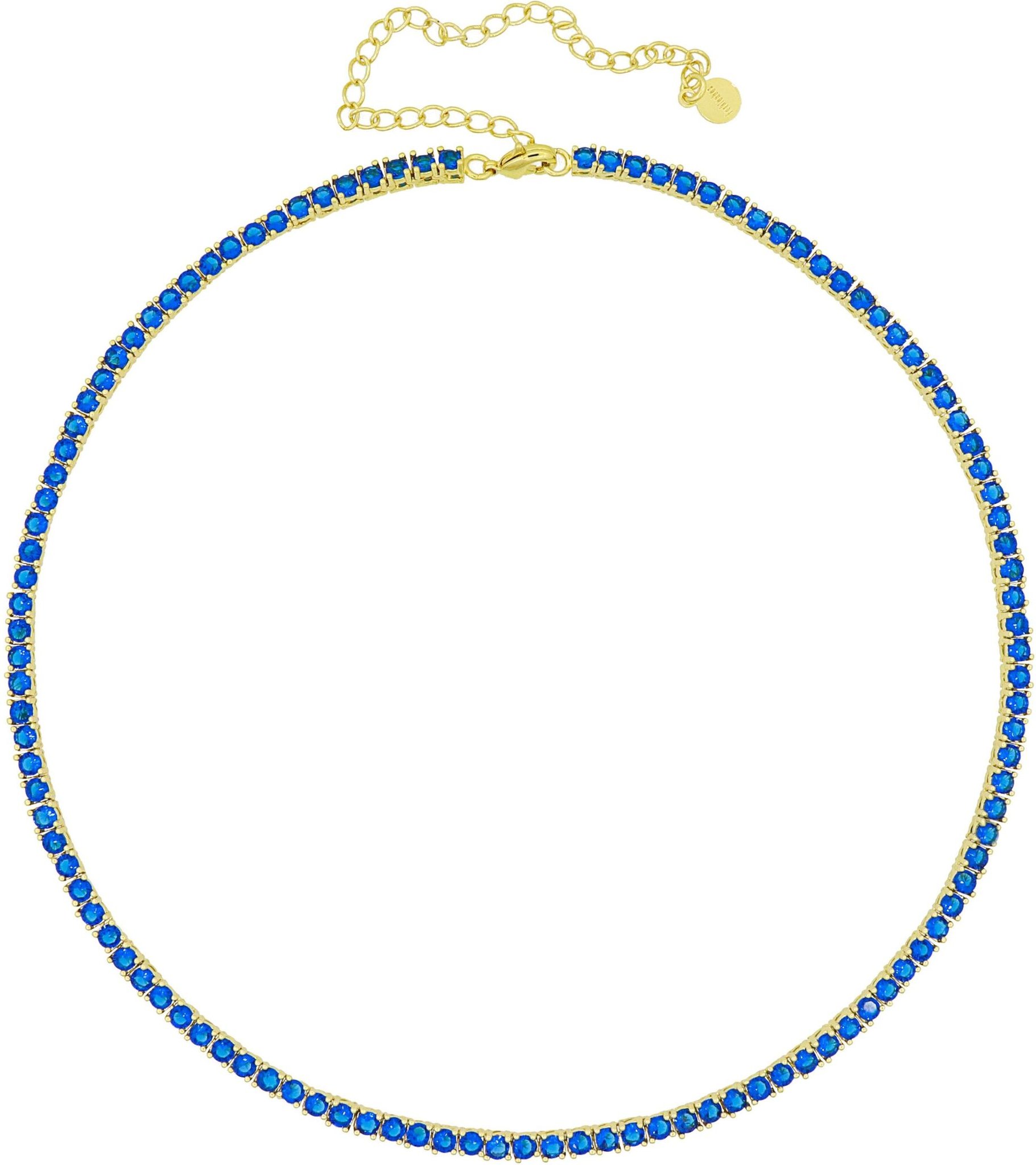 Fashionbox Collier vergoldet mit Zirkonia blau