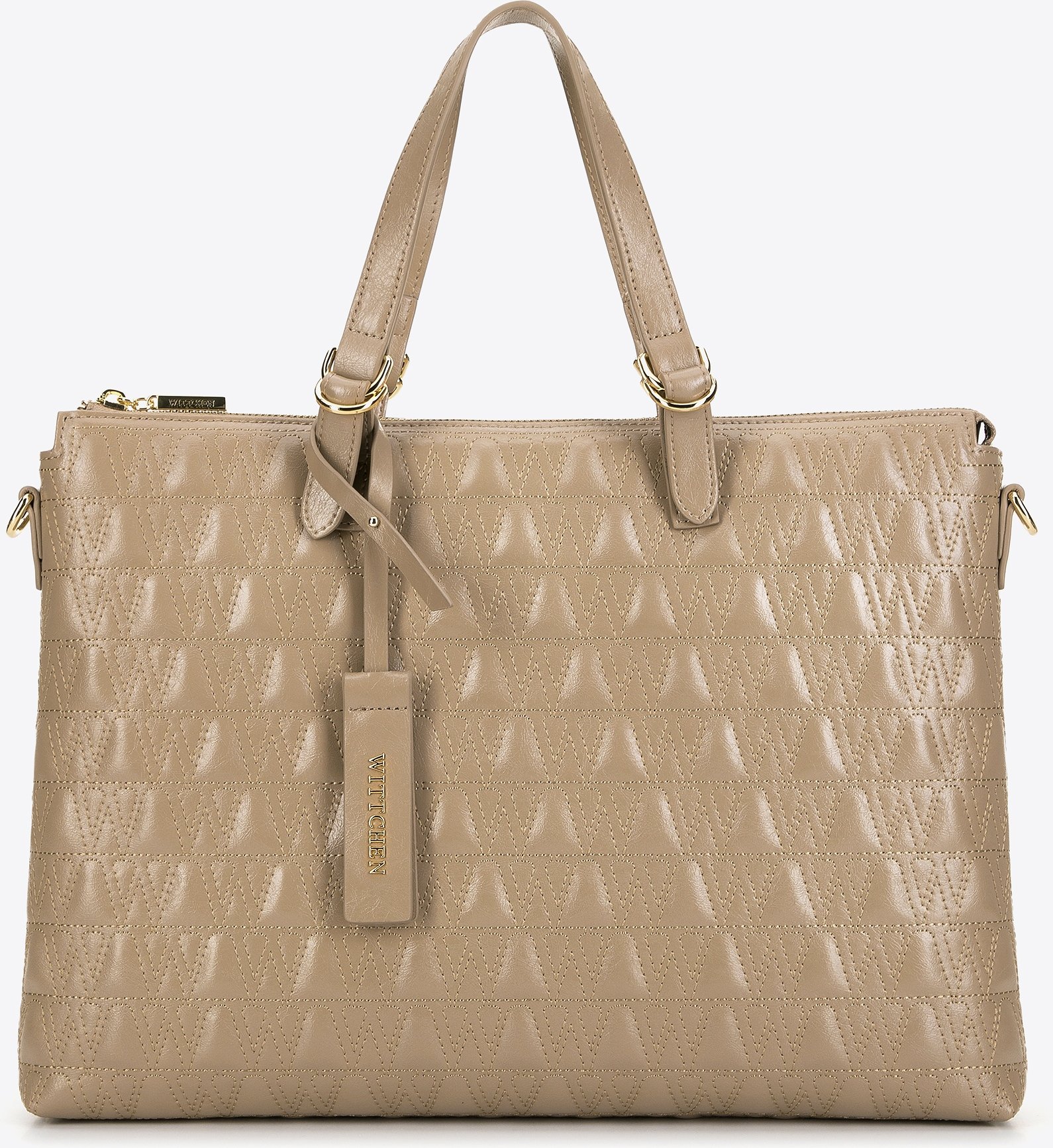 Wittchen Damen-Laptoptasche (14 Zoll) mit geometrischem Muster, Beige