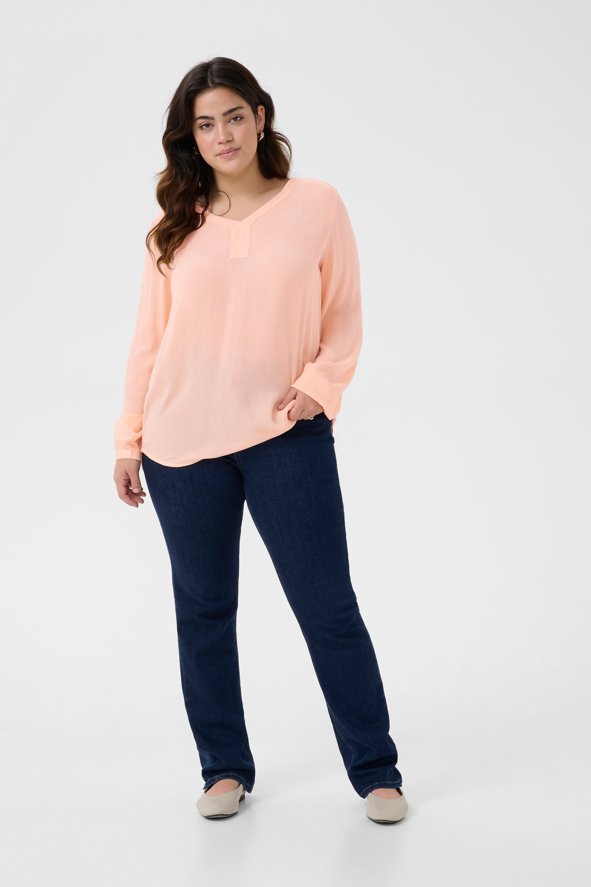 Langarm-Bluse Regular fit Peach