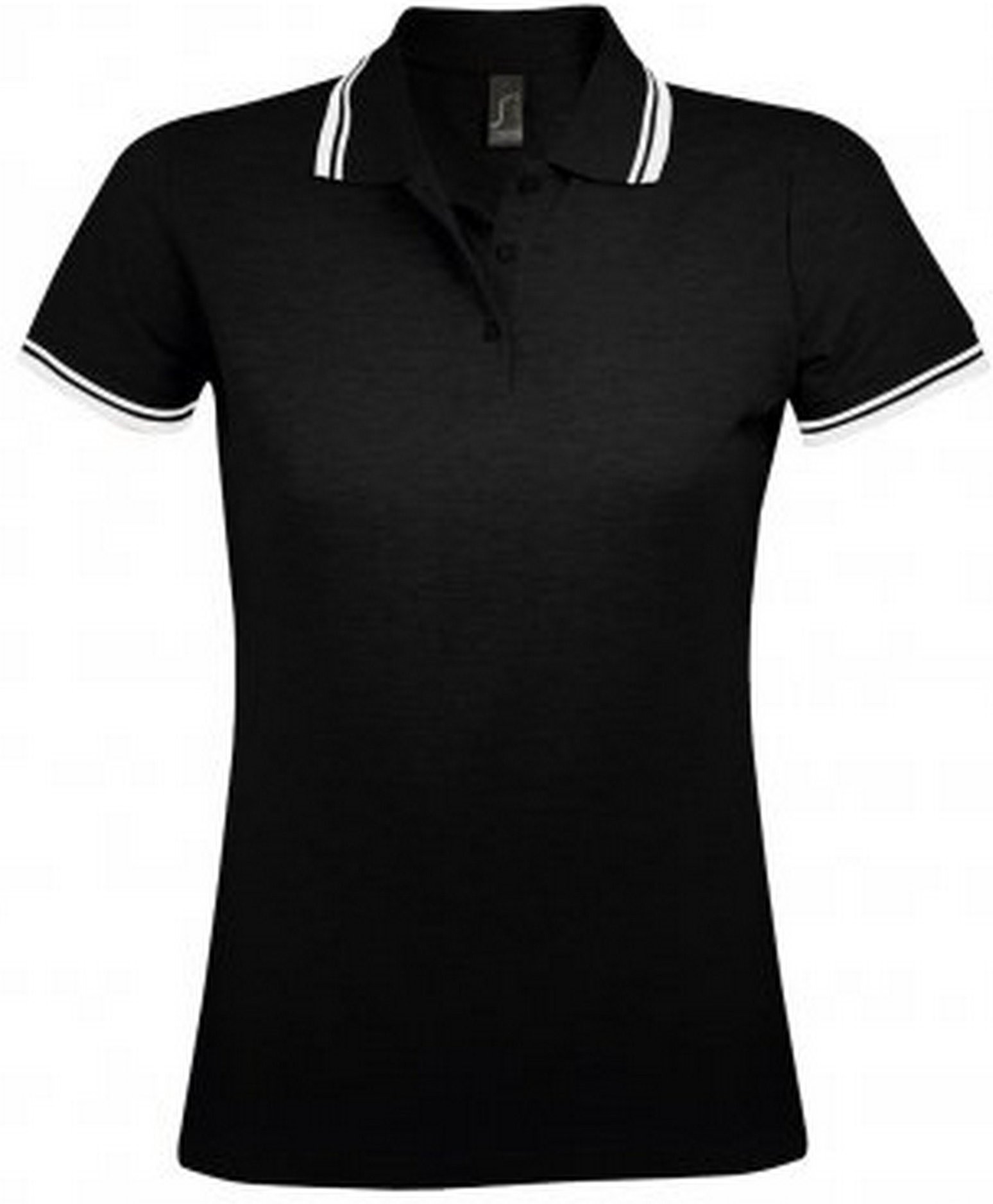 SOLS Womens/Ladies Pasadena Tipped Short Sleeve Pique Polo Shirt (Schwarz/Weiß)