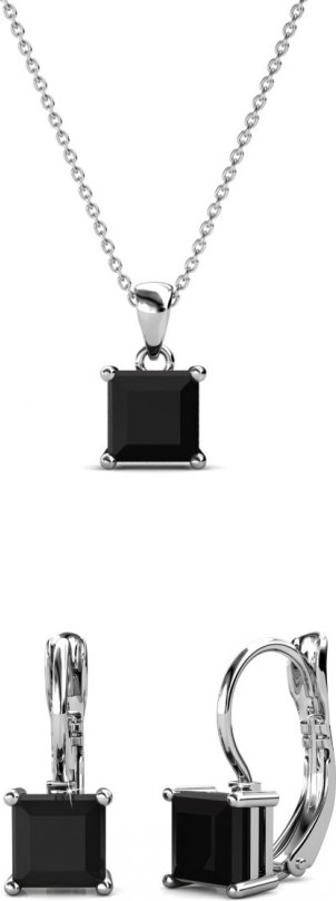 Parure et Coffret Square - Argenté et Noir