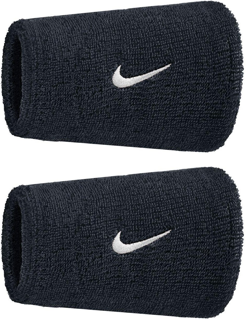 Nike - "Classic" Armband, Doppelbreit, Swoosh (2er-Pack) (Schwarz/Weiß)