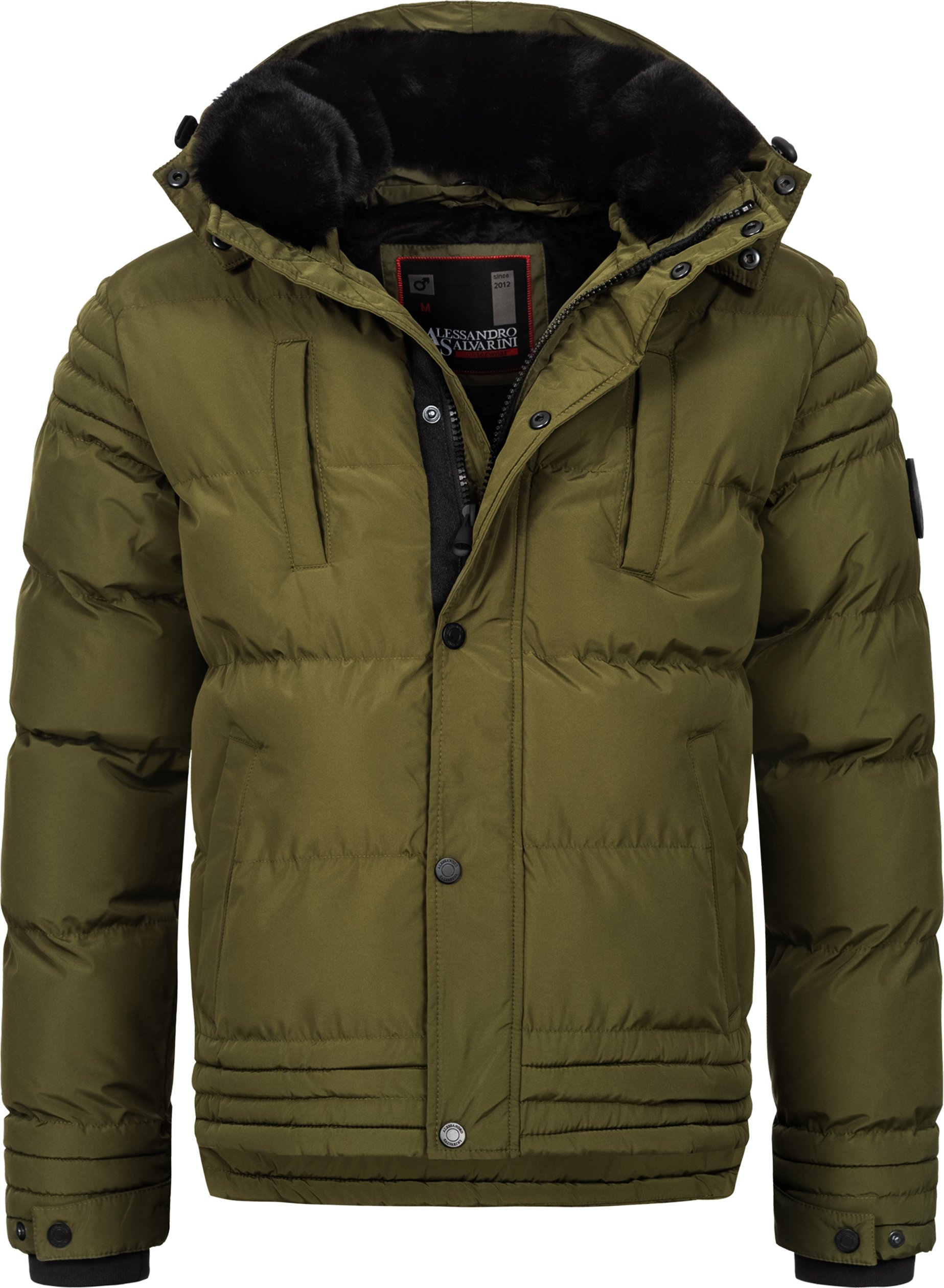 Alessandro Salvarini Herren Winterjacke AS-281 mit Teddyfell & abnehmbarer Kapuze