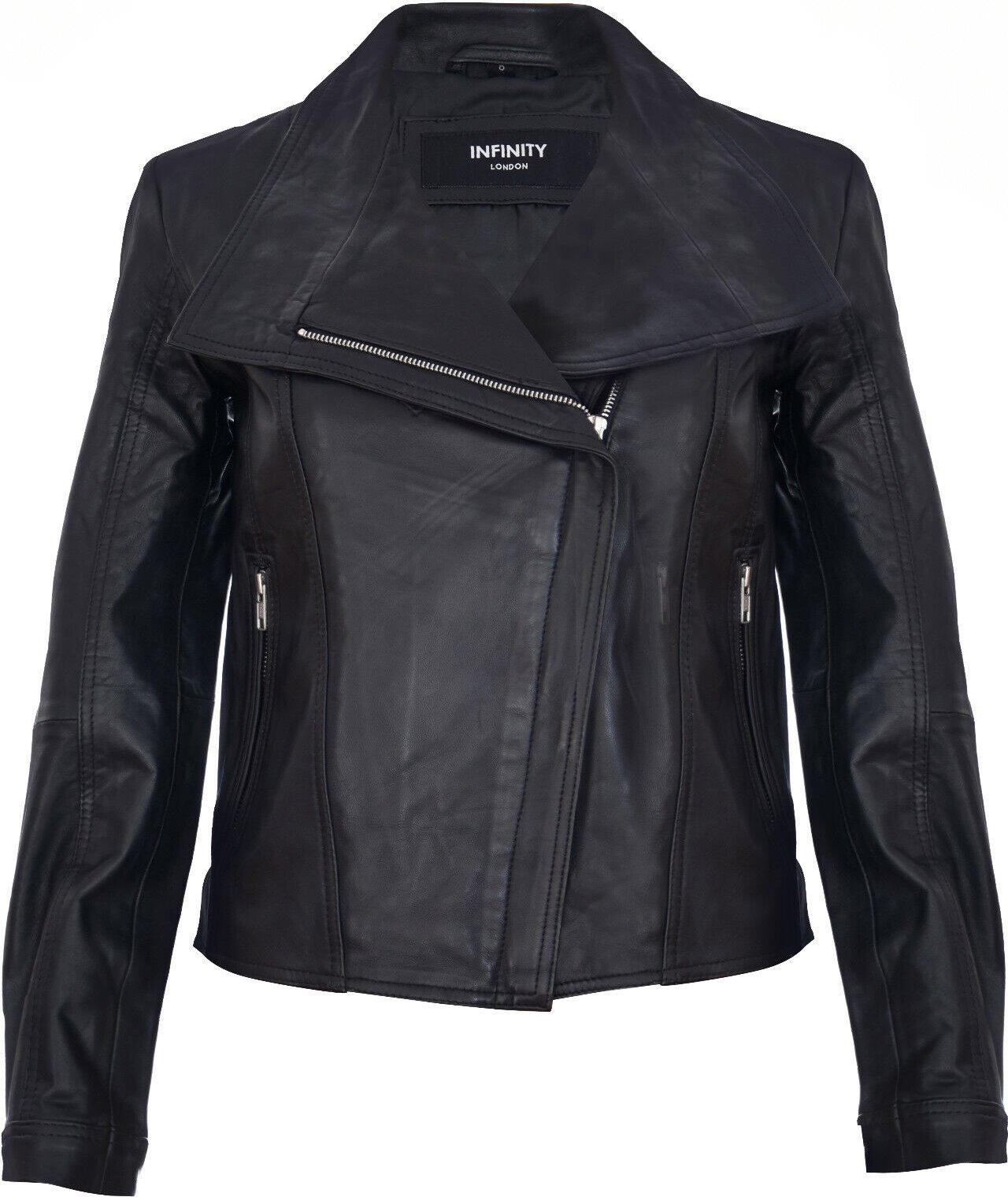 Klassische Damen-Bikerjacke aus Leder mit Schalkragen – Morpeth
