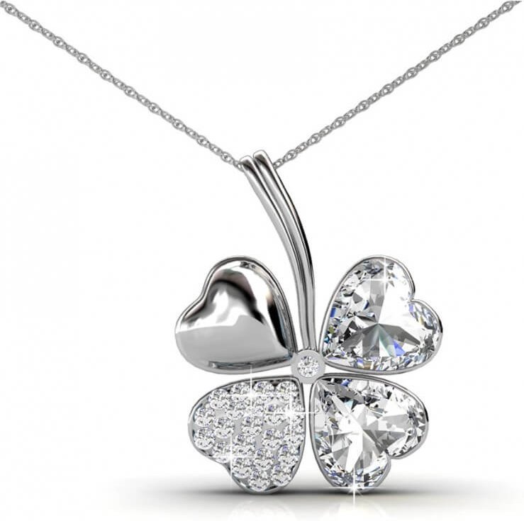 Vier-Blatt-Anhänger - Silber und Kristall