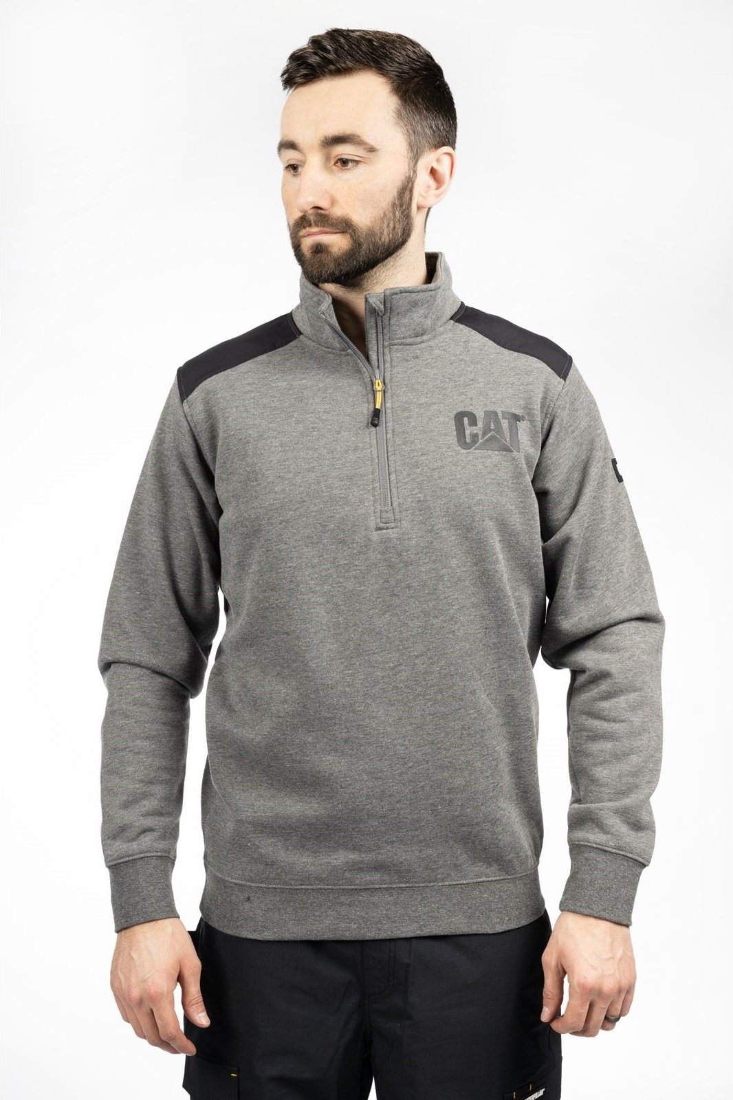 Caterpillar Essential 1/4 Zip Polyester Herren Sweatshirt in Grau