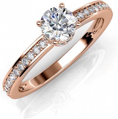 Elise Ring - Roségold und Kristall