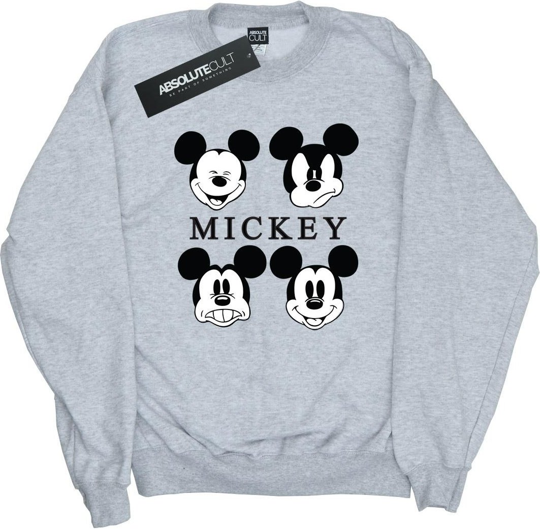 Disney Herren Vier Köpfe Mickey Mouse Baumwoll-Sweatshirt (Sport grau)