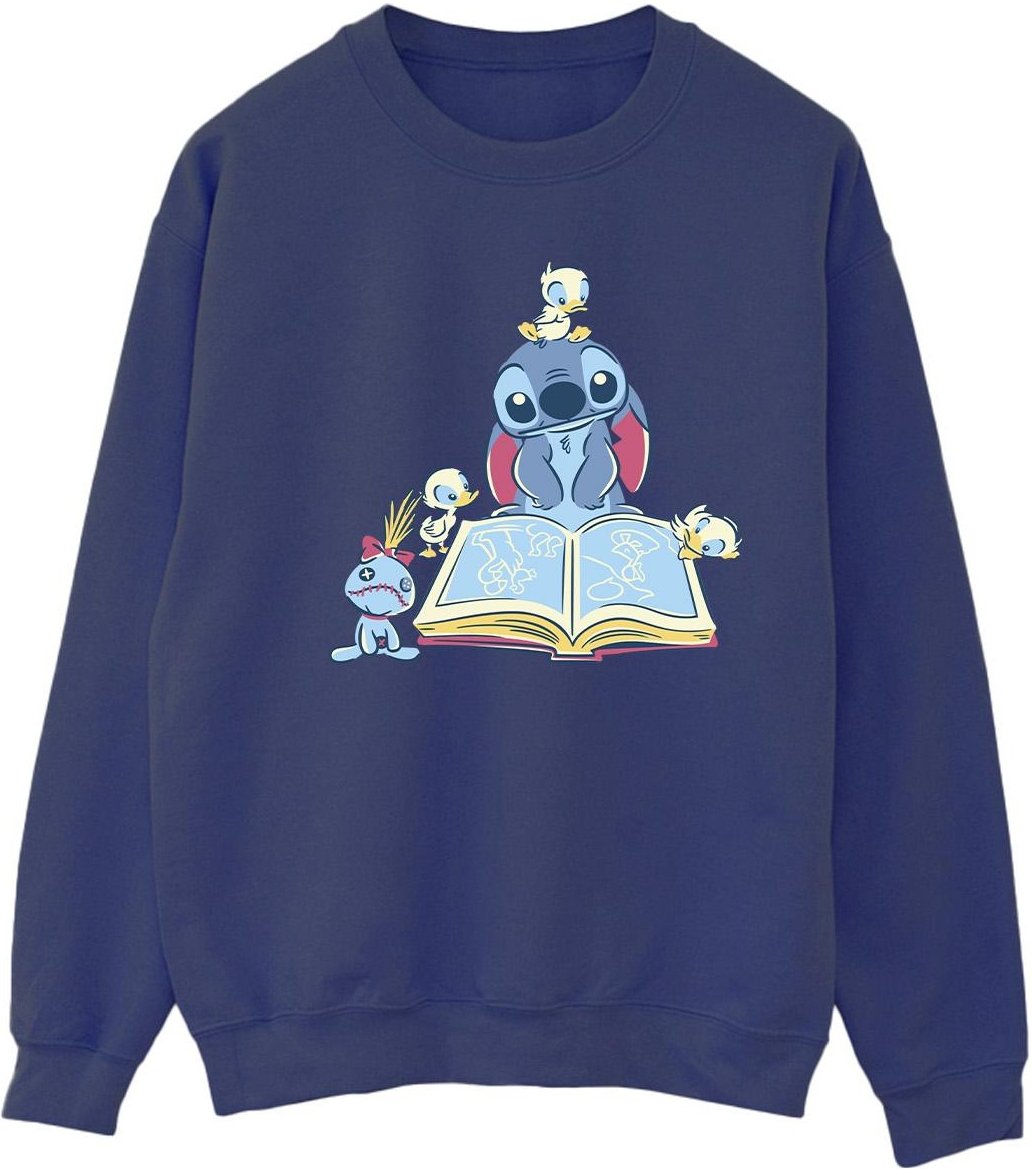 Disney - "Lilo & Stitch Reading A Book" Sweatshirt für Damen (Marineblau)