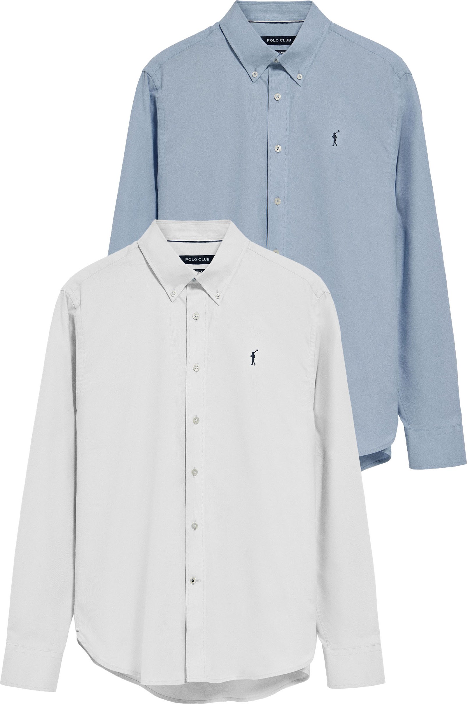 Pack mit zwei Hemden in regulärer Passform mit Rigby Go Logo, hellblau und weiß