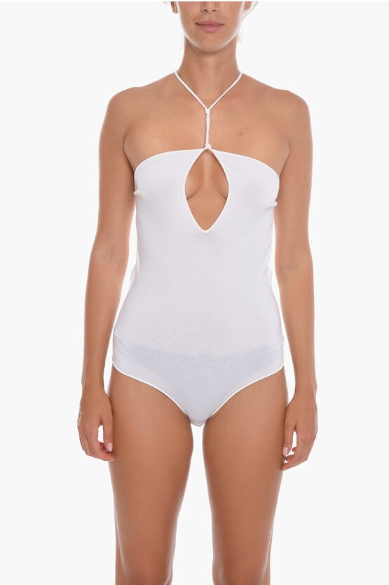 GAUGE Bodysuit ohne Rücken aus Kaschmirmischung in Weiß